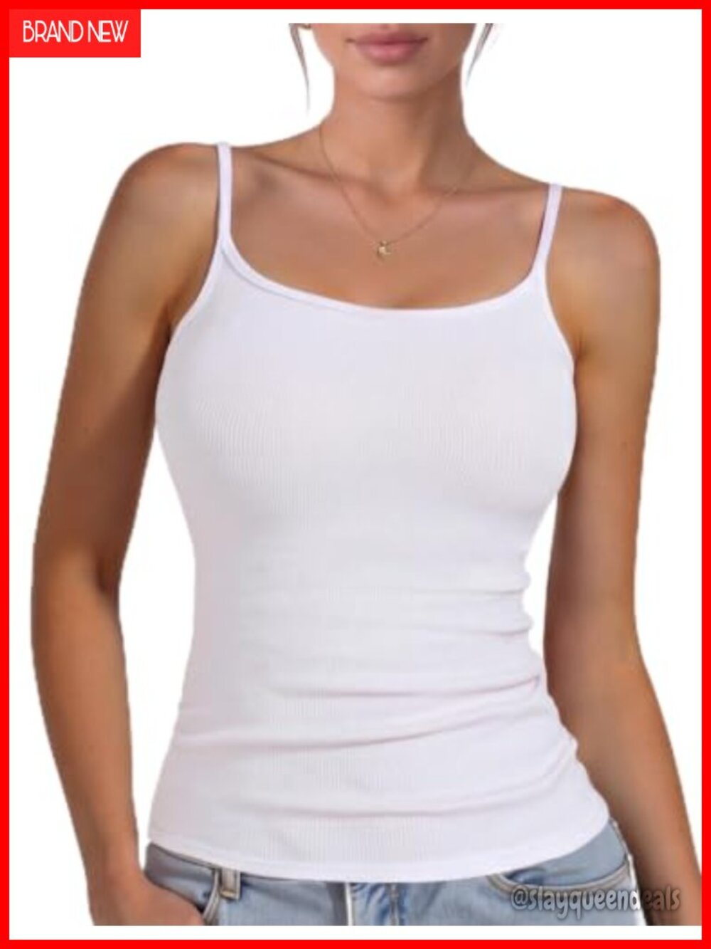Ribbed Knit Scoop Neck Fitted Sleeveless Tank Top for Women